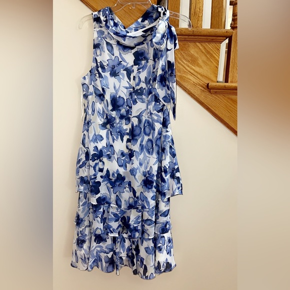 Women’s Formal Dress Plus Size 14W Robbie Bee Floral Tier Hem Tie Halter Chiffon - Picture 7 of 7